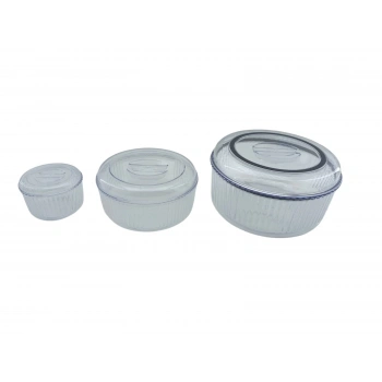 CRYSTAL WARE F-402 ( 3PCS SET ) ( YUVARLAK & 4750ML ) SAKLAMA KABI ( MİKA & KRİSTAL PLASTİK ) ( 350ML & 1300 & 3100ML )*12=K