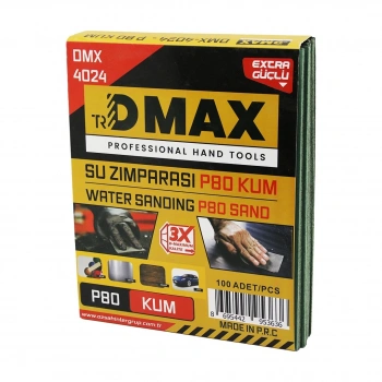 DMAX DMX-4024 ( P80 KUM ) ( KAĞIT ) ( SU ZIMPARASI ) ( 230X280MM ) ( KULLANIM= BOYA - METAL - AHŞAP - OTO )*100X10