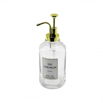 DMR-4947 (YUVARLAK) (CAM ŞİŞE & ŞEFFAF) SIVI SABUNLUK 500ML (POMPA & MUSLUK AYRIK MODEL BAŞLI)*48