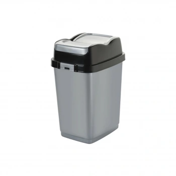DÜNYA-09712-400&410 (  SİYAH & GRİ ) EASY ( 10LT ) ( ÇİFT KAPAKLI ) ÇÖP KOVASI PLASTİK ( 189X243X338MM )*24=K