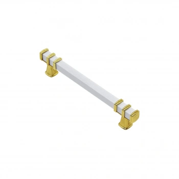 İBİCO-966 ( 12.8CM ) ( YÜZÜK ALTIN & KULP BEYAZ ) ( KARE ) ÇEKMECE KULP*10X5