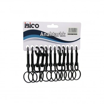 İBİCO İ12-004 ( YUVARLAK HALKALIK ) ( SİYAH ) (KLASİK) ( METAL ) ANAHTARLIK ( KEMER GEÇMELİ )*12X100