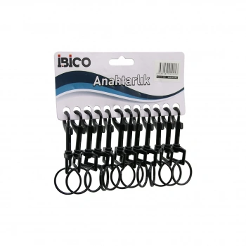 İBİCO İ12-005 (DİKDÖRTGEN HALKALIK ) ( SİYAH ) (KLASİK) ( METAL ) ANAHTARLIK ( KEMER GEÇMELİ )*12X100