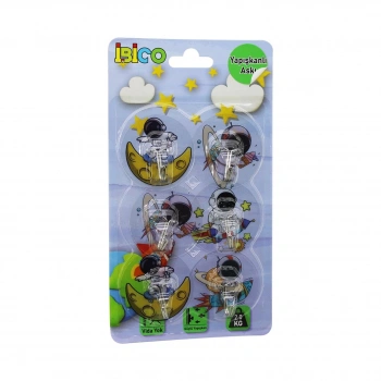 İBİCO İ17-004 ( 6PCS ) ( ASTRONOT RESİMLİ ) ( METAL UÇLU ) ( ŞEFFAF PVC YAPIŞKANLI ) ASKI ( 2KG.TAŞIMA )*12X24