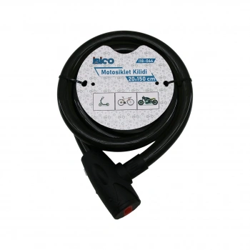 İBİCO İ18-066 ( ANAHTARLI ) ( AÇ-KAPA KİLİT KAPAKLI ) MOTOR & BİSİKLET KİLİT ( ÇELİK TEL ) ( SİYAH ŞEFFAF KILIF ) ( 20MMX150CM )*30