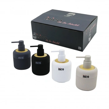 İBİCO İ21-050 ( YUVARLAK & DİK ÇİZGİLİ ) ( BAMBU & RENKLİ PLASTİK ) SIVI SABUNLUK ( 425ML )*12X4
