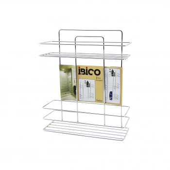 İBİCO K13-014 ( 2 KATLI & DİKDÖRTGEN ) ( KROM ) ( METAL ) BANYO KÖŞELİK & DUŞKABİN RAF & ŞAMPUANLIK*12