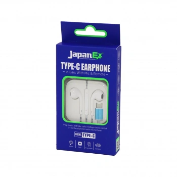 JAPANEX ( TYPE-C ) ( KULAK İÇİ ) ( MİKROFONLU ) STEREO KULAKLIK (KABLOLU= 1.2MT) (TYPE-C GİRİŞ) (PLASTİK KUTULU)*20X20