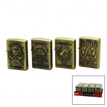 KANTAİ LIGHTER 3-SDA-31-4 ( SARI ) ZİPPO ÇAKMAK ( ESKİTME KABARTMA KARTAL & SİLAH & GEMİ RESİMLİ )*24X20
