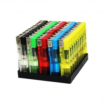 KOKO-518 ( ŞEFFAF RENKLİ PLASTİK ) MANYETÖLLÜ ( UZUN ) CEP ÇAKMAK ( GOLD ALEVLİK ) ( MANYETOLU )*50X20