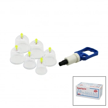 KRT-1012 ( 6PCS ) HACAMAT KUPA MASAJ SETİ ( POMPA: 1AD + NO-7: 2AD & NO-6: 2AD & NO-5: 1AD & NO-4: 1AD ) MİKA KRİSTAL PLS.*38