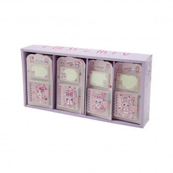 LUCK DAY SPRİNG SWEET 661-1 (2PCS) (TELLİ NOT DEFTERİ=60YAPRAK=6.5X7.5CM & YAPIŞKANLI=40 YAPRAK=4.4X7CM) (KEDİLİ CIRTLI KAPAK )*24X16