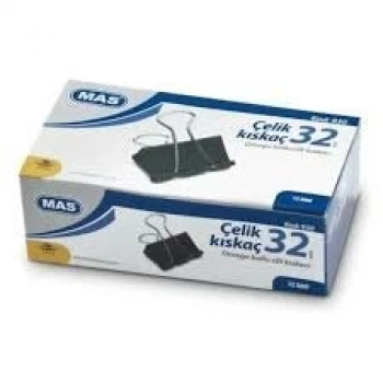 MAS-930 ( OMEGA KOLLU ) ( 32MM ) ÇELİK METAL KISKAÇ ( 12PCS ) KAĞIT CİLT KISKACI ( KISKAÇ )*12X16
