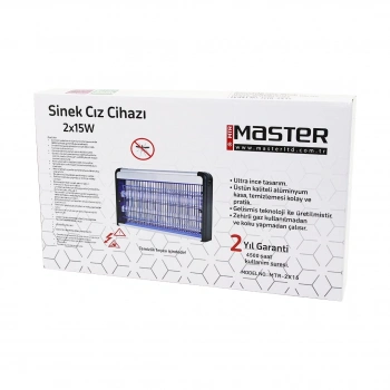 MASTER MTR-2X15 SİNEK ÖLDÜRÜCÜ CIZ CİHAZI MAKİNE (30W) (2PCS LED FLORESAN) (80M2 ETKİLİ) (3000V GERİLİM) (52.5X10X31.5CM)*6