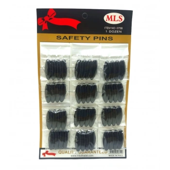MLS NO-075B ( SİYAH ) YAKA & EŞARP İĞNESİ 12Lİ KART*5X24