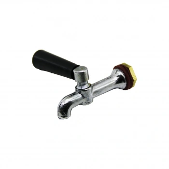 MS-200 ( KÜÇÜK & ERKEK ) ( KROM GÖVDE & SİYAH PLASTİK KOL) PİKNİK SEMAVER MUSLUK*12X40