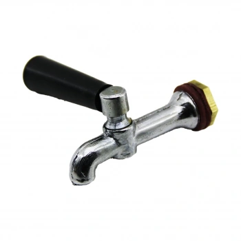 MS-210 ( BÜYÜK & ERKEK ) ( KROM GÖVDE & SİYAH PLASTİK KOL ) PİKNİK SEMAVER MUSLUK*12X40