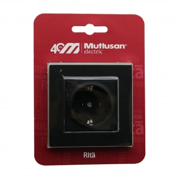 MUTLUSAN RİTA-2220 600 0284( B ) ( BLİSTERLİ & KARTLI ) ( SİYAH & TOPRAKLI PRİZ ) ÇERÇEVELİ*12X1