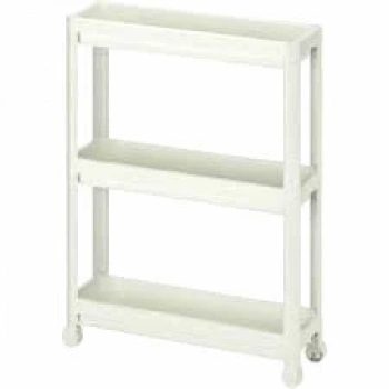 OMAŞ SLİM TEKERLİ OM-0600-3010-0268 ( 3 ( DERİN ) RAFLI & BEYAZ ) ÇOK AMAÇLI RAF ÜNİTESİ*6