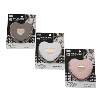 PABLITO HOME PBT-088 (KALP) (3- 9X9CM) (CEP & ÇANTA) MİNİ MAKYAJ AYNASI (BRONZ KAPAK KENARI-GÖBEK & RENKLİ PLS.)*24X10