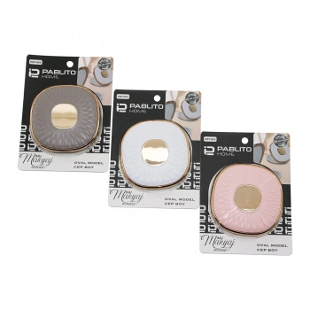 PABLITO HOME PBT-089 (OVAL) ( 3- 9X9CM) (CEP & ÇANTA) MİNİ MAKYAJ AYNASI (BRONZ KAPAK KENARI-GÖBEK & RENKLİ PLS.)*24X10