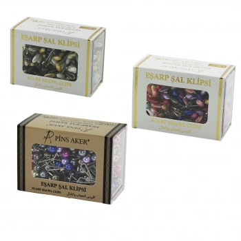 PİNS AKER ( ŞK-150 ) SCARF SHAWL ( BONCUKLU ) ( MİX RENKLİ ) ( 100PCS ) EŞARP BAŞÖRTÜ & ŞAL KLİPSİ*100