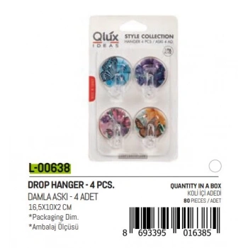QLUX L-00638 4PCS DAMLA KÜÇÜK YAPIŞKAN ASKI*80
