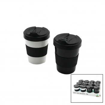 QLUX L-00986 ( NO-2 ) ( 500ML ) COZY KAHVE BARDAK ( PLASTİK ) ( YUDUMLAMA AĞIZLIKLI KAPAK ) ( SİLİKON KAPLAMA GÖBEK )*24=K