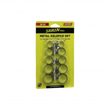 ŞAHİN TOOLS ŞHT-019 ( 10PCS ) METAL HORTUM KELEPÇESİ SET ( 2 ŞER ADET= 8-18MM - 11-20MM - 13-23MM - 18-25MM - 14-27MM )*300