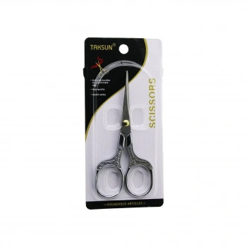 TAKSUN ES-002-Y BIYIK BERBER MAKASI ( GÜMÜŞ & KROM & ÇİÇEK BASKI DESENLİ SAPLI ) ( 128X57MM )*12X24