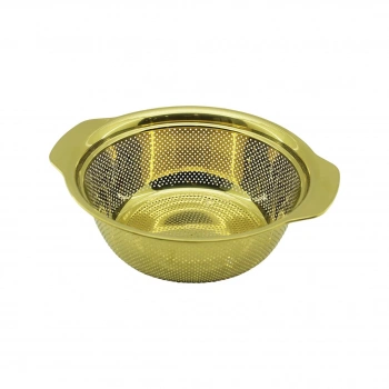 YAKUT-12901 ( 27CM ) ( GOLD ) PASLANMAZ METAL ( SEPET ) SÜZGEÇ ( DAHİLİ TUTMA KULPLU )*100