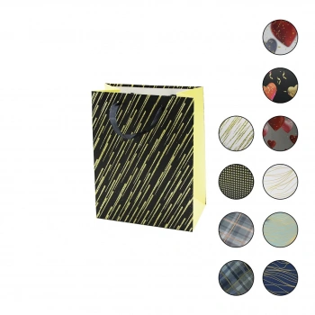 YAKUT-13259 BL-2128S-2 ( KÜÇÜK=18 X 23X 10CM ) HEDİYELİK (KARTON) ÇANTA ( RENKLİ DESENLİ ) ( SİMLİ & SİMSİZ ) ( KURDELA & İP KULP )*12X60