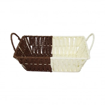 YAKUT-8804 (D.GEN) (HASIR) (K.RENGİ & BEYAZ) EKMEK SEPETİ (KULPLU & METAL İSKELET) (TABAN: 13.5X20.5CM & AĞIZ: 19.5X26.5CM)*100