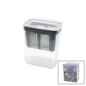 BEST UND BEST BK-230 YOĞURT SÜZME FİLTRESİ KABI (MİKA KRİSTAL HAZNE & SİLİKON CONTALI KAPAK & PLS.ÇERÇEVELİ SÜZGEÇ)*12=K