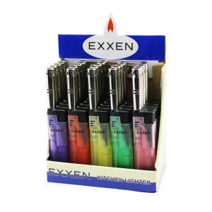 EXXEN TURBO EL-101 ( IZGARALI & RÜZGAR ) MUTFAK ÇAKMAK ( ŞEFFAF RENKLİ GÖVDE & ALEV AYARI )*25X24