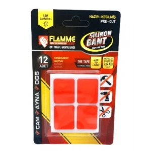 FLAMME SİLİKON ( 12PCS ) ÇİFT TARAFLI ( MONTAJ ) BANT*25X10