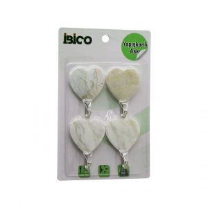 İBİCO İ17-007 ( 4PCS ) ( MERMER DESENLİ ) ( METAL UÇLU ) PLASTİK ASKI ( YAPIŞKANLI MONTAJ ) ( 2.5KG TAŞIMA )*12X20