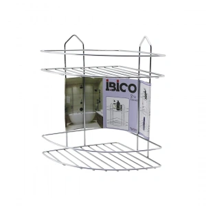 İBİCO K13-018 ( 2 KATLI & ÜÇGEN ) ( KROM ) ( METAL ) BANYO KÖŞELİK & DUŞKABİN RAF*12