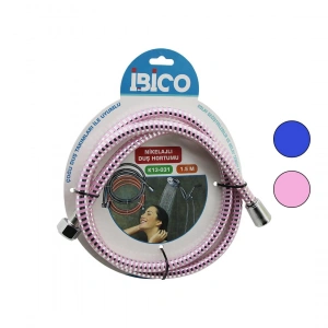 İBİCO K13-031 ( NİKELAJLI ) RENKLİ PLASTİK DUŞ HORTUMU (ANTİ TWİST=DOLANMAZ-KIVRILMAZ-KOPMAZ) (1.5MT) (KARTELALI)*64