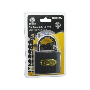 TUDOR TD-G63MM ( VAKUMLU ) ( 63MM & GRİ ) ( KISA KANCALI ) ASMA KİLİT*12X4