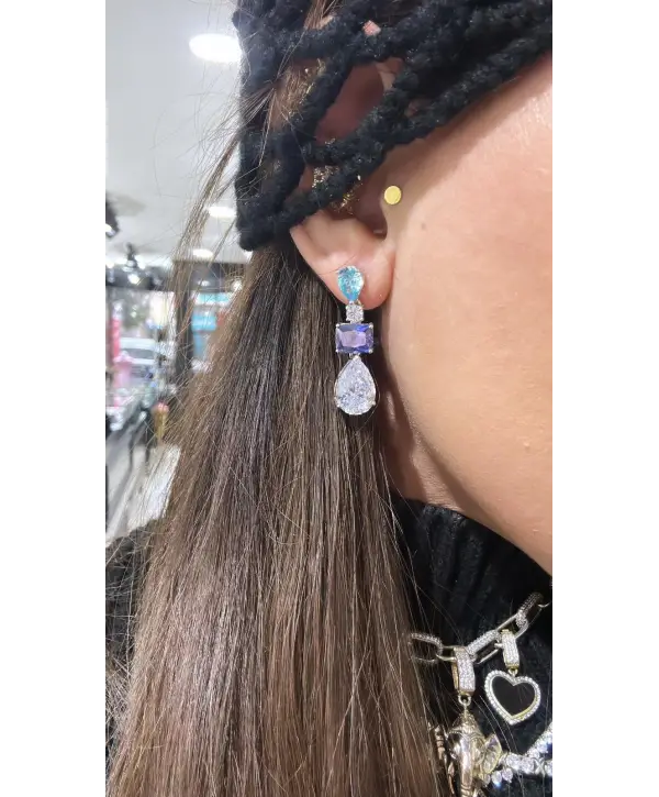 925 Ayar Gümüş Alexandrite Renkli Taşlı Vip Küpe