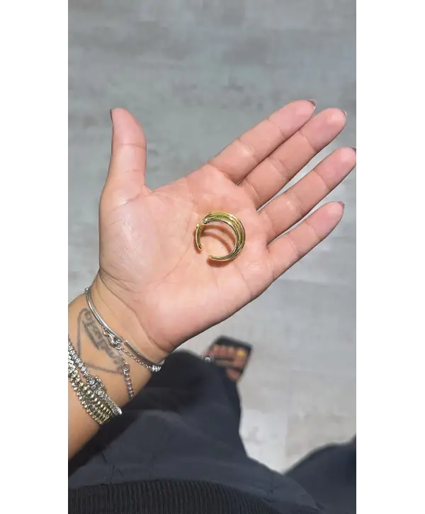 925 Ayar Gümüş Çoklu Halka Geçişli Tekli Kıkırdak Küpe