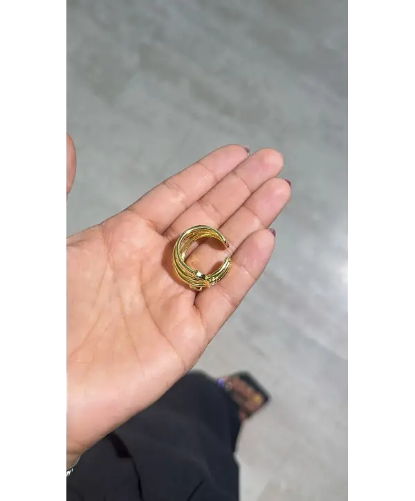 925 Ayar Gümüş Çoklu Halka Geçişli Tekli Kıkırdak Küpe