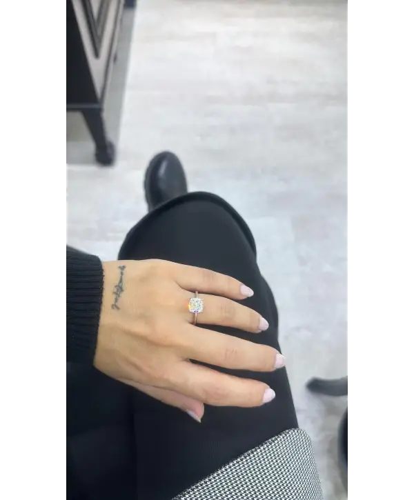 925 Ayar Gümüş Mazonite Taşlı Vip Kare Tektaş Yüzük