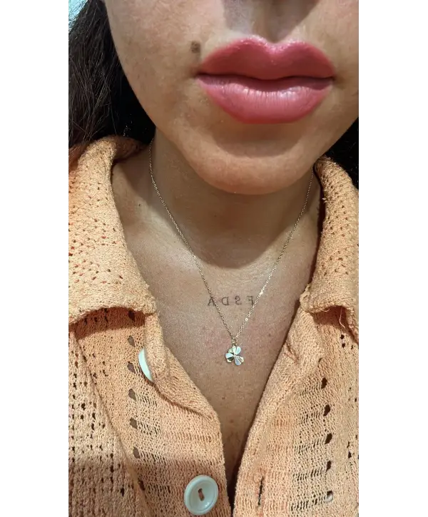 925 Ayar Gümüş Çiçek Model Gold Kolye