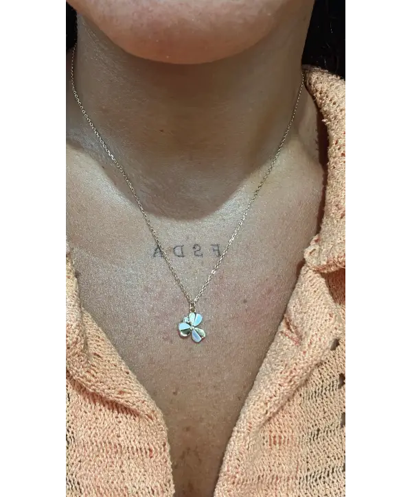 925 Ayar Gümüş Çiçek Model Gold Kolye