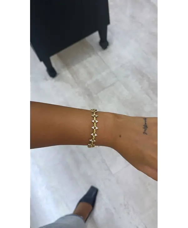 925 Ayar Gümüş Badem Model Gold Bileklik