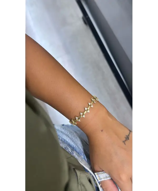 925 Ayar Gümüş Badem Model Gold Bileklik