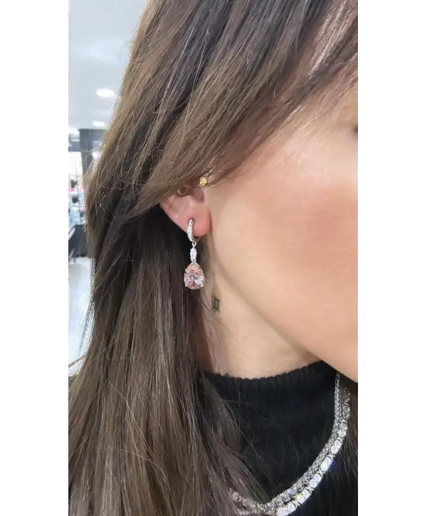 925 Ayar Gümüş Alexandrite Büyük Damla Taşlı Vip İthal Küpe