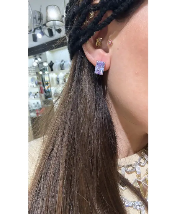 925 Ayar Gümüş Alexandrite Taşlı Mor Küpe